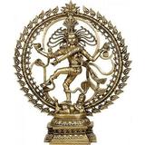 Exotic India RZ57-polish-brass Nataraja in Om Polish Brass Color