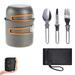 Camping Cookware Kit 1-2 People Portable Pots Set With Bowl Fork Table Knife Spoon For Outdoor Cooking Picnic
