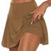 Knosfe Pleated Skirts for Women Solid Athletic High Waisted Golf Workout Tennis Skorts for Women Casual Summer with Pockets Brown XL