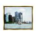 Stupell Industries New York Harbor Cityscape Town & City Painting Gold Floater Framed Art Print Wall Art