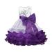 HAPIMO Girls s Party Gown Birthday Dress Floral Lace Crochet Lovely Sleeveless Princess Dress Holiday Relaxed Comfy Round Neck Bowknot Mesh Tiered Hem Cute Purple 4 Y