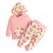 Kids Outfits Soft Cotton Warm Hooded Rainbow Print Long Sleeve Pullover Pants Outfits