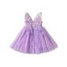 Kids Toddler Baby Girl Princess Dress Summer Sleeveless Tulle A-line Dress Beach Wedding Party Dress Dress with Butterfly Wings