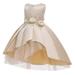 HAPIMO Girls s Party Gown Birthday Dress Floral Bowknot Mesh Swing Hem Sleeveless Princess Dress Lovely Relaxed Comfy Cute Round Neck Holiday Beige 130