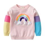 Toddler Knit Pullover Sweater Kids Girls Embroidered Printed Crewneck Sweatshirt Tops Warm Fall Winter Clothes
