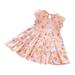 HAPIMO Girls s A Line Dress Toddler Baby Floral Cartoon Round Neck Holiday Princess Dress Lovely Relaxed Comfy Flying Sleeve Pleated Tiered Swing Hem Cute Watermelon Red 5-6Y
