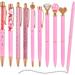 LOYATANK 10 PCS Ballpoint Pens Set Metal Crystal Diamond Crown Ballpoint Pen for Journaling Exquisite Black Ink Fancy Pens Gifts for Women Girls School Wedding Office Desk Supplies (Pink)