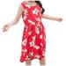 HAPIMO Girls s A Line Dress Tropical Leaf Floral Plaid Lovely Princess Dress Sleeveless Relaxed Comfy Round Neck Pleated Swing Hem Holiday Cute Red 140