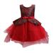 HAPIMO Girls s Party Gown Birthday Dress Floral Bowknot Relaxed Comfy Cute Holiday Sleeveless Lovely Princess Dress Round Neck Tiered Mesh Ruffle Hem Red XL