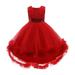 HAPIMO Girls s Party Gown Birthday Dress Solid Lace Splicing Holiday Sleeveless Princess Dress Lovely Relaxed Comfy Round Neck Cute Tiered Mesh Hem Bowknot Red 100