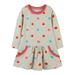 Youmylove Dresses For Girls Toddler Long Sleeve Dress With Pocket Dot Pattern Cartoon Appliques Print A Line Flared Skater Dress Cotton Dress Outfit