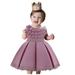 HAPIMO Girls s Party Gown Birthday Dress Solid Splicing Cute Round Neck Princess Dress Tiered Lace Crochet Holiday Sleeveless Lovely Relaxed Comfy Hot Pink 120