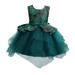 HAPIMO Girls s Party Gown Birthday Dress Floral Bowknot Relaxed Comfy Cute Holiday Sleeveless Lovely Princess Dress Round Neck Tiered Mesh Ruffle Hem Green XXL