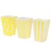 48pcs Popcorn Carton Rugby Stripe Wave Dot Pattern Decorative Dinnerware for Birthday Parties / Baby Showers / Graduations (Yellow)
