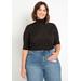 Plus Size Women's Elbow Sleeve Mock Neck Top by ELOQUII in Black Onyx (Size 22/24)