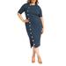 Plus Size Women's Button Front Workwear Dress by ELOQUII in Dress Blues (Size 18)