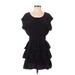 Built by Wendy Casual Dress - Mini Scoop Neck Short sleeves: Black Print Dresses - Women's Size X-Small