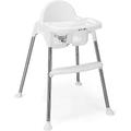 4-in-1 Baby High Chair, Infant Feeding Chair Suitable with Double Removable Tray, Anti-Skin Footrest and Safety Harness, Convertible Toddler Dining Highchair for 6-36 Months,White