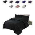 BEDSPREAD - Luxury Quilted – 3 Tog – Bed Throw Warm Quilt – (Bedspread King 200 x 240 cm Black) Bed Spread Set 100% Cotton Cover + Virgin Polyester 150 GSM - Pinsonic Stitching