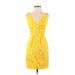 Miss T by Trina Turk Casual Dress - Mini Plunge Sleeveless: Yellow Dresses - Women's Size 0