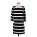J.Crew Casual Dress - Shift: Black Stripes Dresses - Women's Size Small