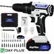 Day Plus - Cordless Drill Set Power Drill Driver Impact Drill with Battery Fast Charger,25+1 Torque, 2 Speed, led Light