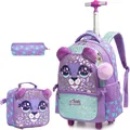 Unicorn Rolling Backpack for Girls Kids Backpack with Wheels Roller Backpack with Wheels Set for