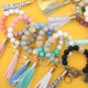 Silicone Beads Elastic Bangle Bracelet Keychain Women's bracelet gift Leather Tassel Silicone Beads