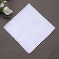 3Pcs Men Women 100% Cotton Handkerchiefs White Color Classic Hankies Jacquard Striped Pocket Square