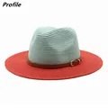 Straw hat two-color gradient sun hat outdoor sun hat straw hat seaside sunscreen beach hat sun hat