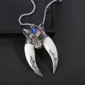 Retro Creative Design Domineering Imitation Wolf Tooth Pendant Necklace Suitable for Men's Punk