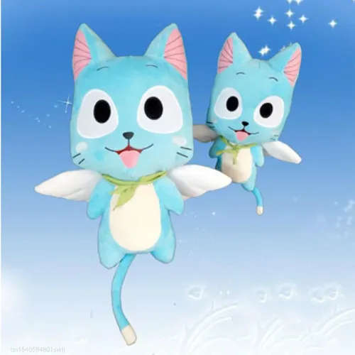 30/40/56cm Anime Fee Schwanz Plüsch tier kawaii glückliche blaue Katze weiche Stofftiere Spielzeug