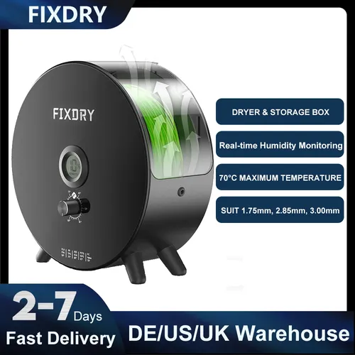 Fixdry nt1 3d filament trockner box mit lüfter max temperatur 70 ℃ feuchtigkeit echtzeit monitor 3d