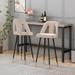 Velvet Upholstered 28" Bar Stool with Nailheads and Gold Tipped Black Metal Legs