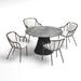 Tulle 5-Piece 48" Round Dining Table and Malti Armchairs Set - Skyline HPL Top