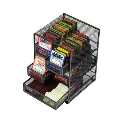 Mind Reader Tea Bag Organizer, Tea Station Organizer, Countertop Storage, Metal, 7"L x 6.75"W x 10"H