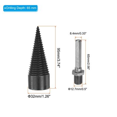 Firewood Log Splitter Drill Bit Hex Shank Shaft Drills Screw Driver