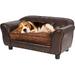 Pet Sofa Bed Leather Couch Bed with Stable Wooden Frame USA