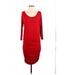Venus Casual Dress - DropWaist Scoop Neck 3/4 sleeves: Red Print Dresses - Women's Size Small