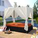 U_STYLE Outdoor Patio Wicker Sunbed Daybed with Cushions Adjustable Seats