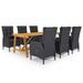 vidaXL Patio Dining Set 7 Piece Rattan Wicker Outdoor Patio Conversation Set