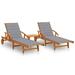 Htovila Sun Loungers 2 pcs with Table and Cushions Solid Acacia Wood