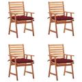 Htovila Patio Dining Chairs 4 pcs with Cushions Solid Acacia Wood