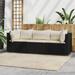 Htovila 3 Piece Patio Set with Cushions Black Poly Rattan