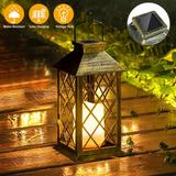 Hanging Solar LED Light Waterproof Solar Candle Lantern LED Flickering Flameless Candle Mission Lights Decorative Outdoor Landscaping Lighting for Table Patio Lawn Yard Pathway