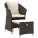 vidaXL Patio Furniture Set 2 Piece Lounge Chair with Cushions Poly Rattan
