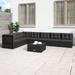 Htovila 7 Piece Patio Set with Cushions Black Poly Rattan