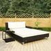 Htovila 2-Person Patio Sun Bed with Cushions Poly Rattan Black