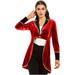 IEFIEL Womens Halloween Showman Costume Tailcoat Circus Ringmaster Velvet Tuxedo Jacket A Red XXL