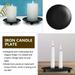 Hemoton 3Pcs Iron Candle Plate Decorative Iron Pillar Candle Holder Candle Stand for LED Wax Candles Home Hotel Spa Weddings (Black)